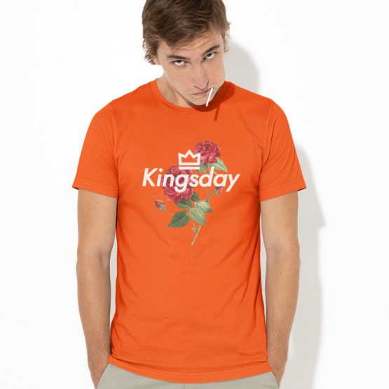 Oranje Koningsdag T-shirt Kingsday Rose Heren