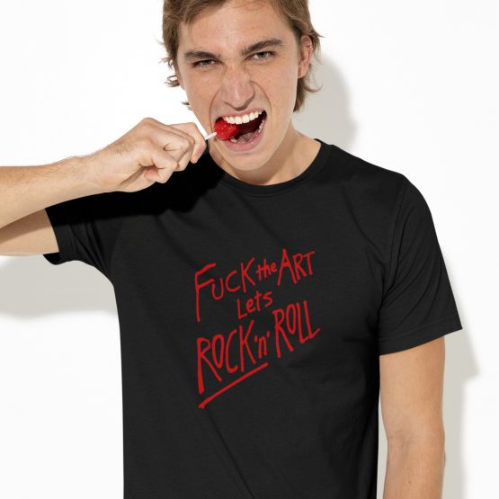 Festival T-Shirt Fuck The Art Let's Rock N Roll Red Zwart