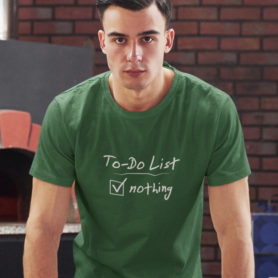 Grappig T-Shirt To Do List Nothing Groen
