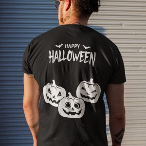 Happy Halloween T-shirt Pumpkins Zwart Back