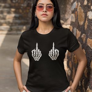 Halloween T-shirt Double Middle Fingers