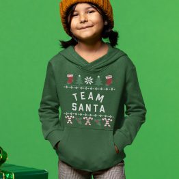 Kerst Hoodie Kind Groen Candy Cane Team Santa