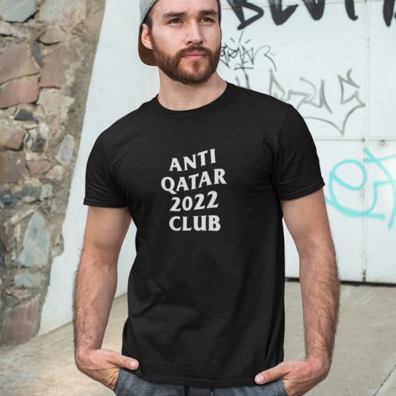 Zwart WK T-shirt Anti Qatar 2022 Club Heren