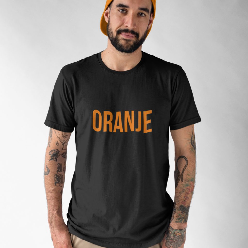 Zwart EK WK Koningsdag T-shirt Met Tekst Oranje In Oranje