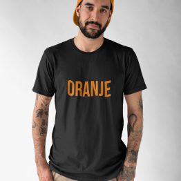 Zwart EK WK Koningsdag T-shirt Met Tekst Oranje In Oranje