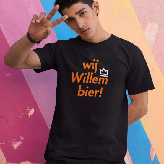 Zwart Koningsdag T-shirt Wij Willem Bier 2 Kleuren