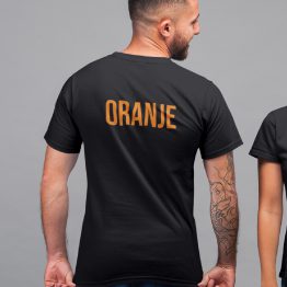 Koningsdag T-shirt met tekst Oranje back Oranje