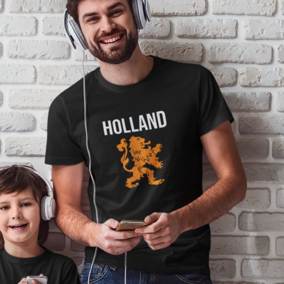 Zwart Koningsdag T-shirt Holland Leeuw 2 Kleuren