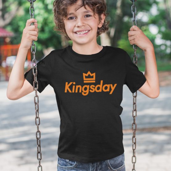 Zwart Koningsdag T-shirt Kind Kingsday Crown Oranje