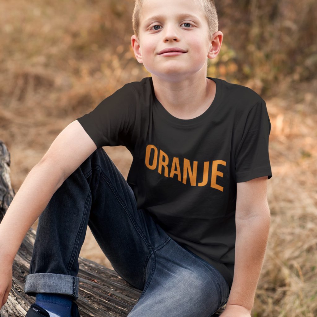 Zwart Koningsdag T-shirt Kind Met Tekst Oranje in Oranje