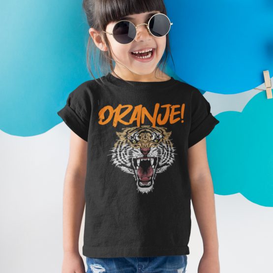 Zwart Koningsdag T-shirt Kind Oranje Tiger