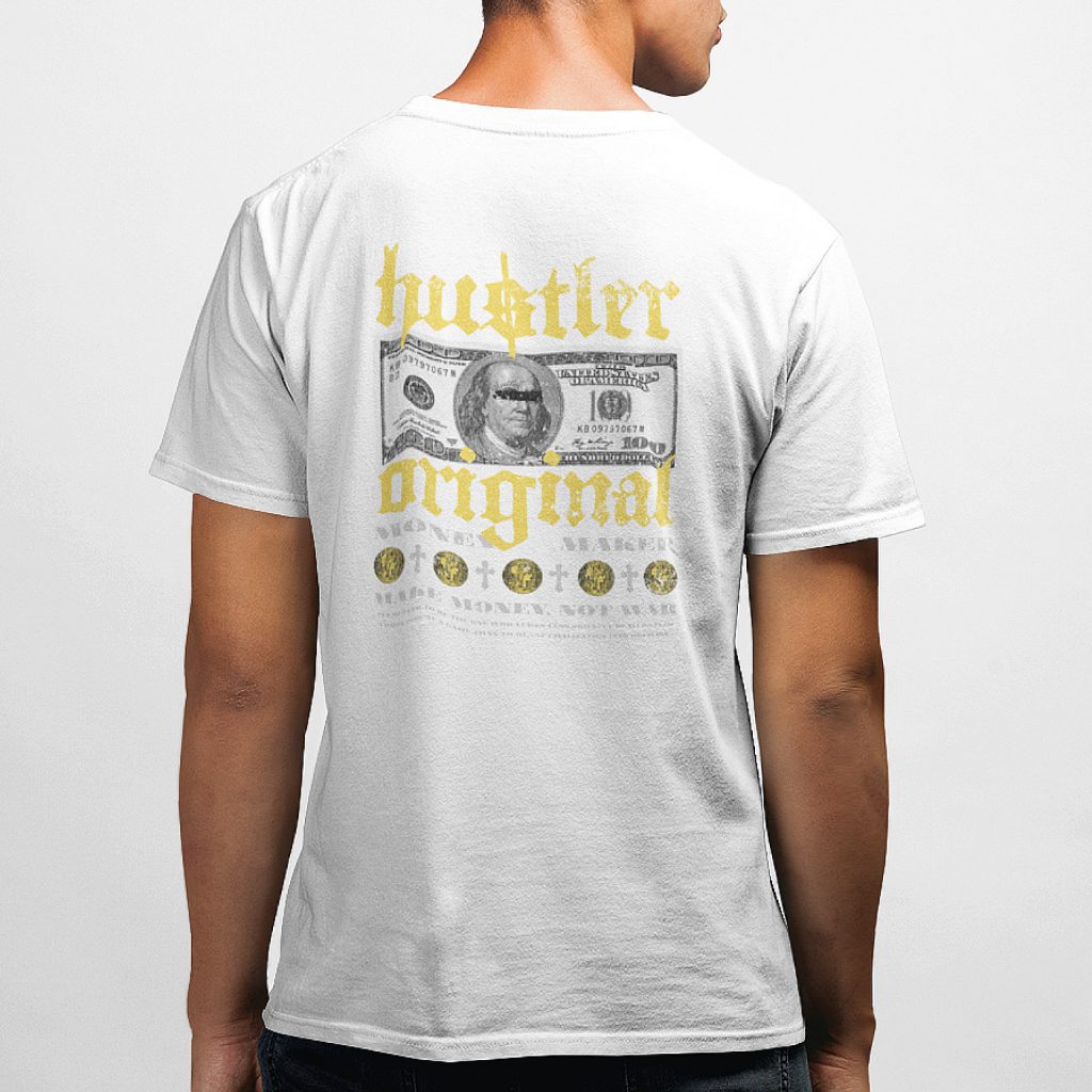 Hustler Original Skate T-shirt Money Maker Wit Back