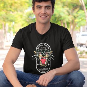 Skate T-shirt Angry Meow Zwart