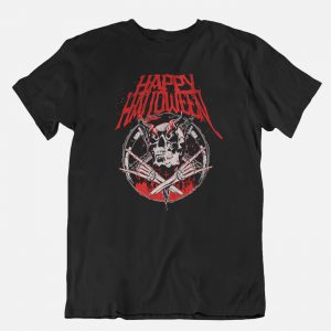 Halloween T-Shirt Happy Halloween Skull Zwart