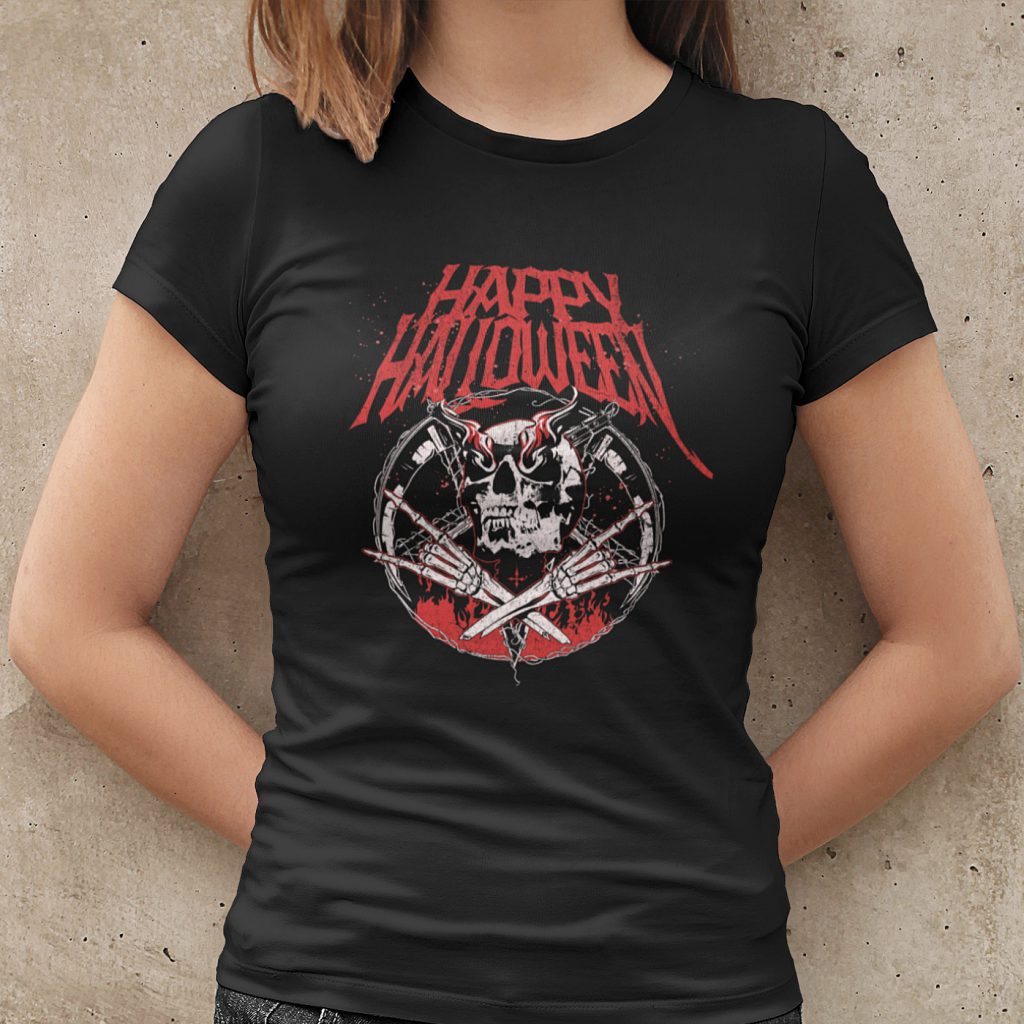 Halloween T-shirt Happy Halloween Skull Dames