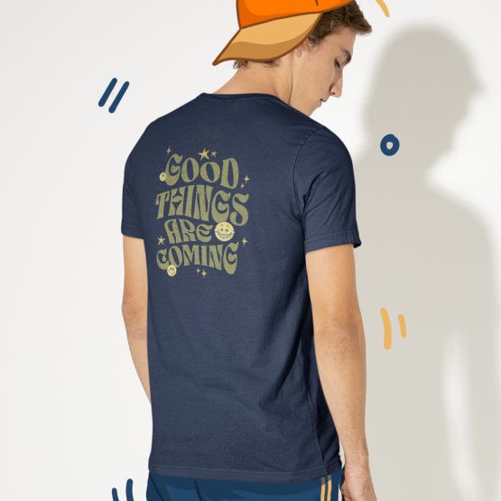 Retro T-shirt Good Things Are Coming Navy