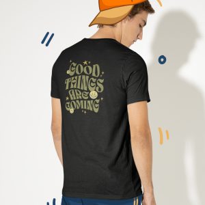 Retro T-shirt Good Things Are Coming Zwart
