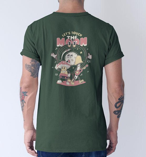 Retro T-shirt Lets Touch The Moon Groen