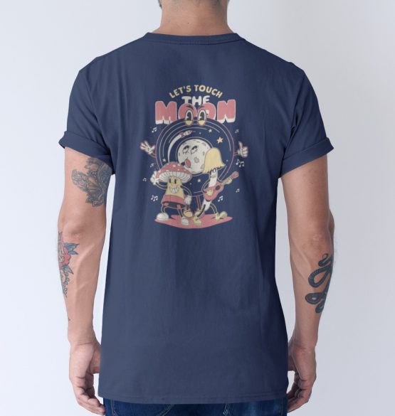 Retro T-shirt Lets Touch The Moon Navy