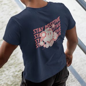 Retro T-shirt Stay Positive Navy