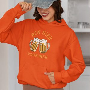 Oranje Koningsdag Hoodie Ben Hier Voor Bier