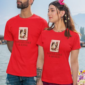 T-shirt Koppel Loved Like A King Queen Rood Front