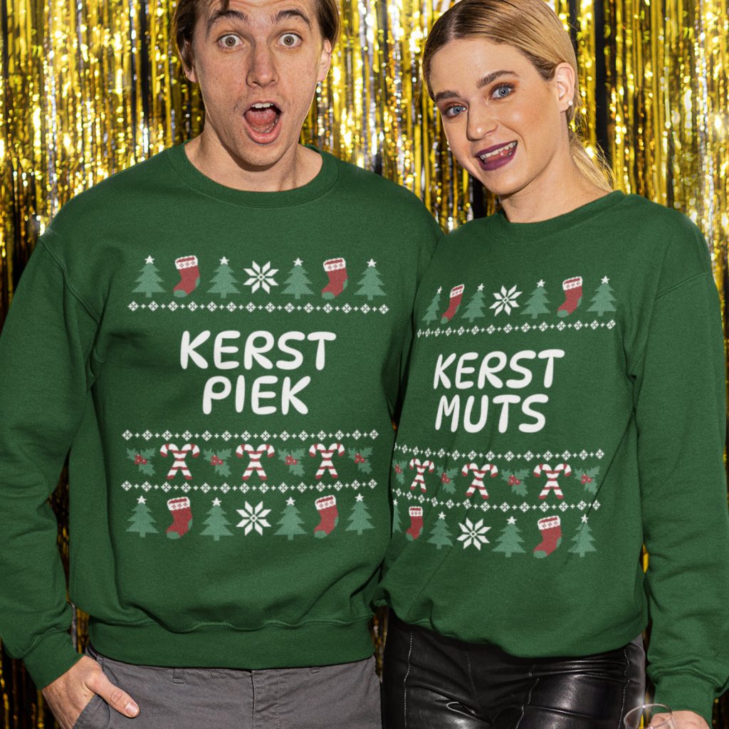 Koppel Kersttruien Groen Kerstpiek & Kerstmuts