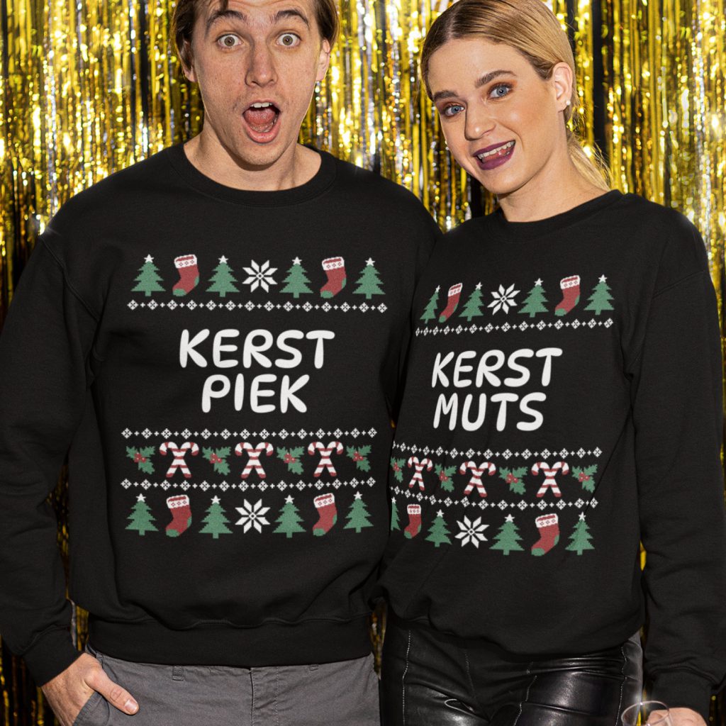 Koppel Kersttruien Zwart Kerstpiek & Kerstmuts