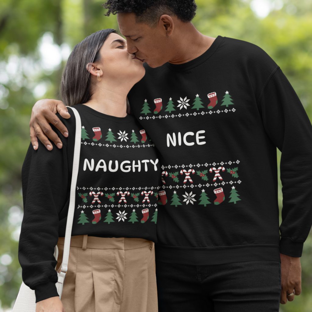 Koppel Kersttruien Zwart Naughty & Nice