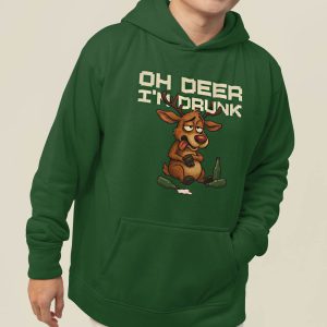 Foute Kerst Hoodie Groen Oh Deer I'm Drunk