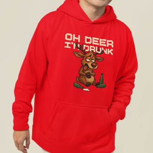Foute Kerst Hoodie Rood Oh Deer I'm Drunk
