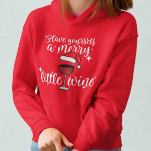 Foute Kerst Hoodie Rood Vrouw Have Yourself A Merry Little Wine