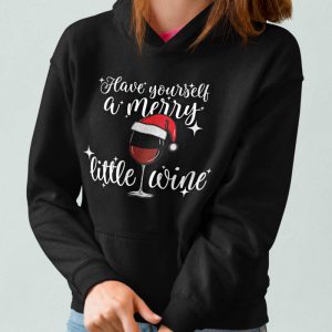 Foute Kerst Hoodie Zwart Vrouw Have Yourself A Merry Little Wine