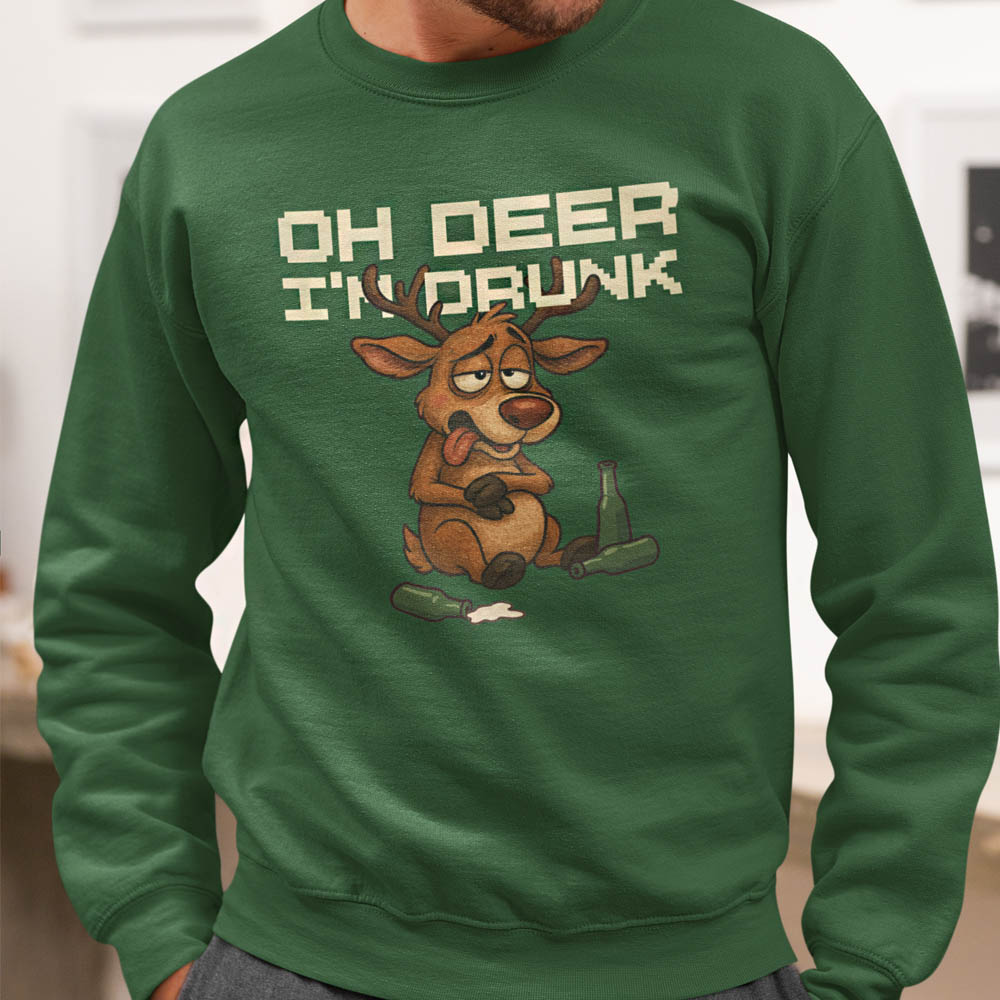Foute Kerst Trui Groen Oh Deer I'm Drunk