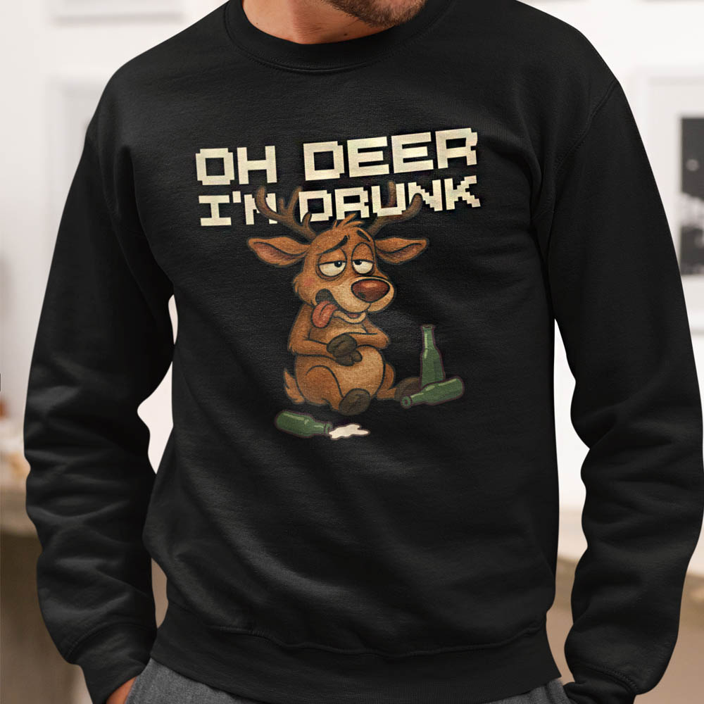 Foute Kerst Trui Zwart Oh Deer I'm Drunk