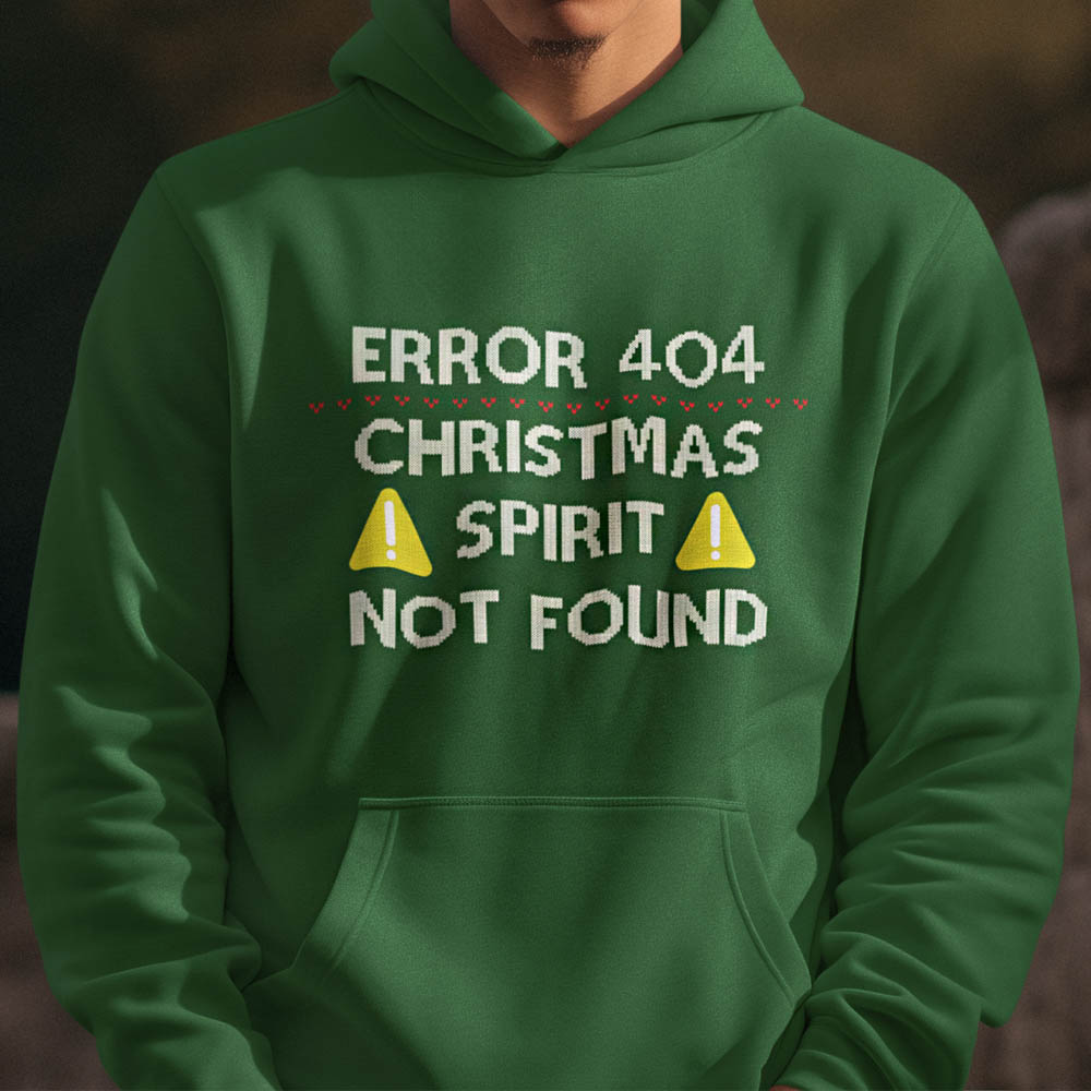 Kerst Hoodie Groen Error 404 Christmas Spirit Not Found