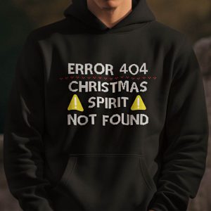 Kerst Hoodie Zwart Error 404 Christmas Spirit Not Found
