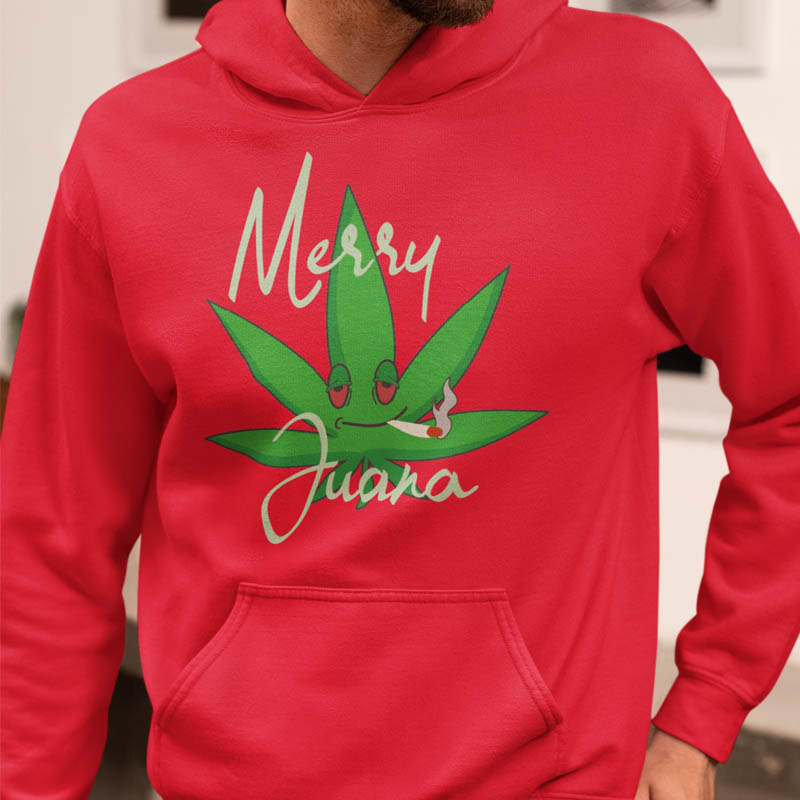 Foute Kerst Hoodie Rood Merry Juana