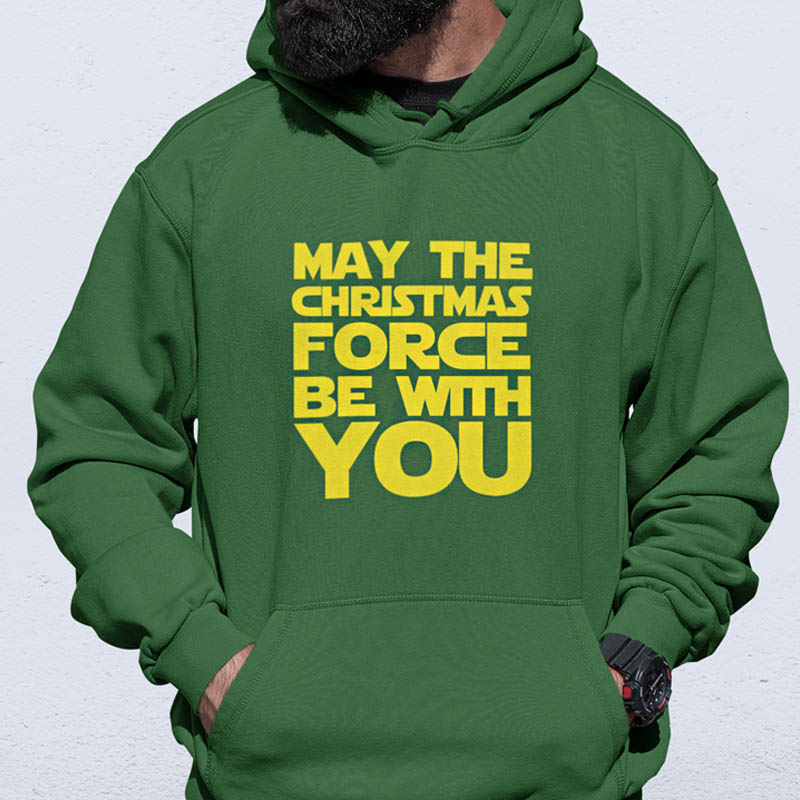 Foute Kerst Hoodie Groen Man May The Christmas Force Be With You