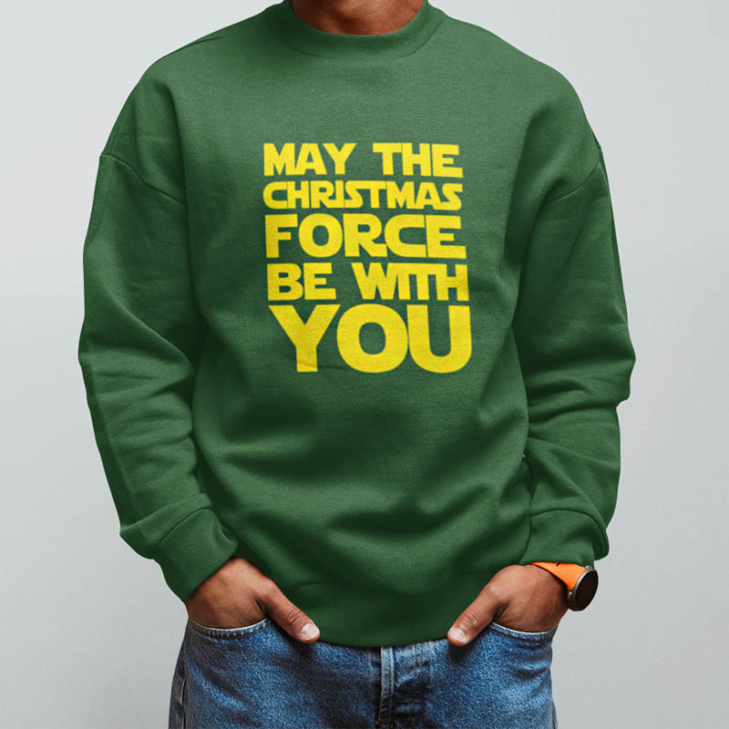 Foute Kersttrui Groen Man May The Christmas Force Be With You
