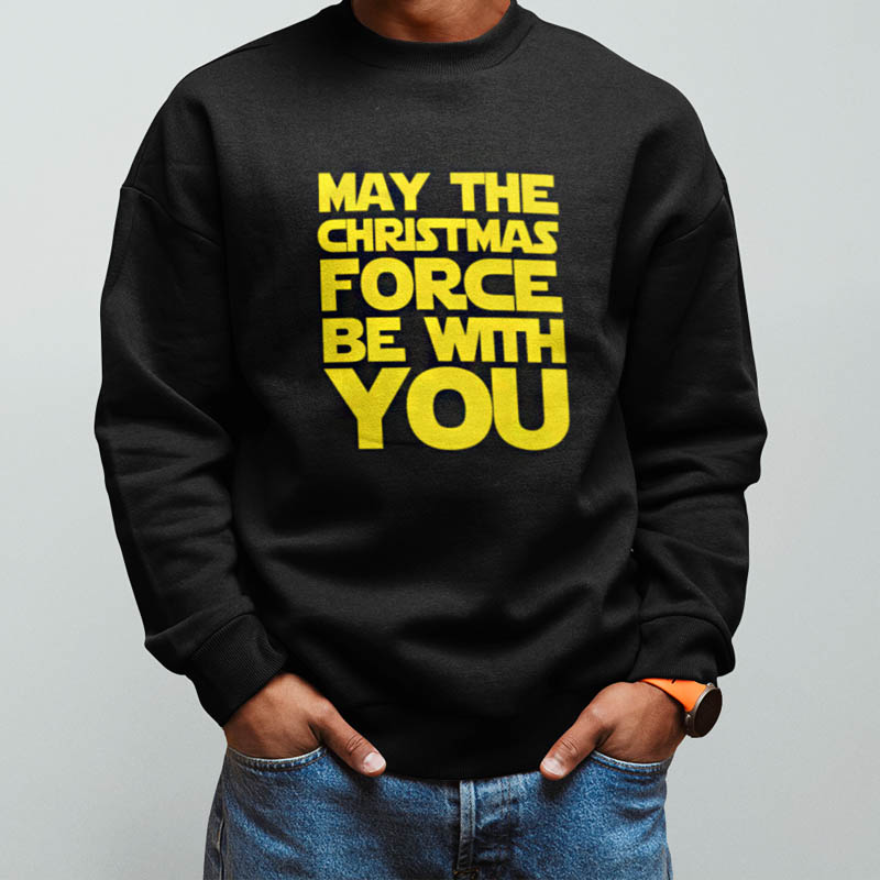 Foute Kersttrui Zwart Man May The Christmas Force Be With You