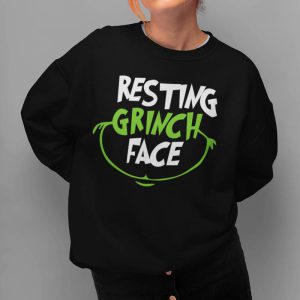 Foute Kersttrui Zwart Vrouw Resting Grinch Face