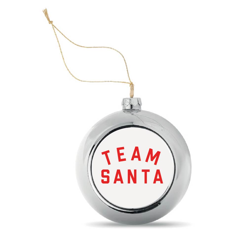 Kerstbal Zilver Team Santa