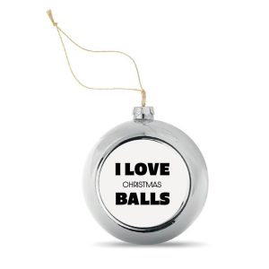Kerstbal Zilver i love christmas balls