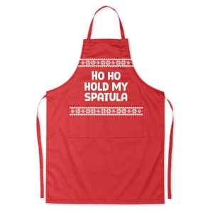 Rood Kerst Schort Ho Ho Hold My Spatula