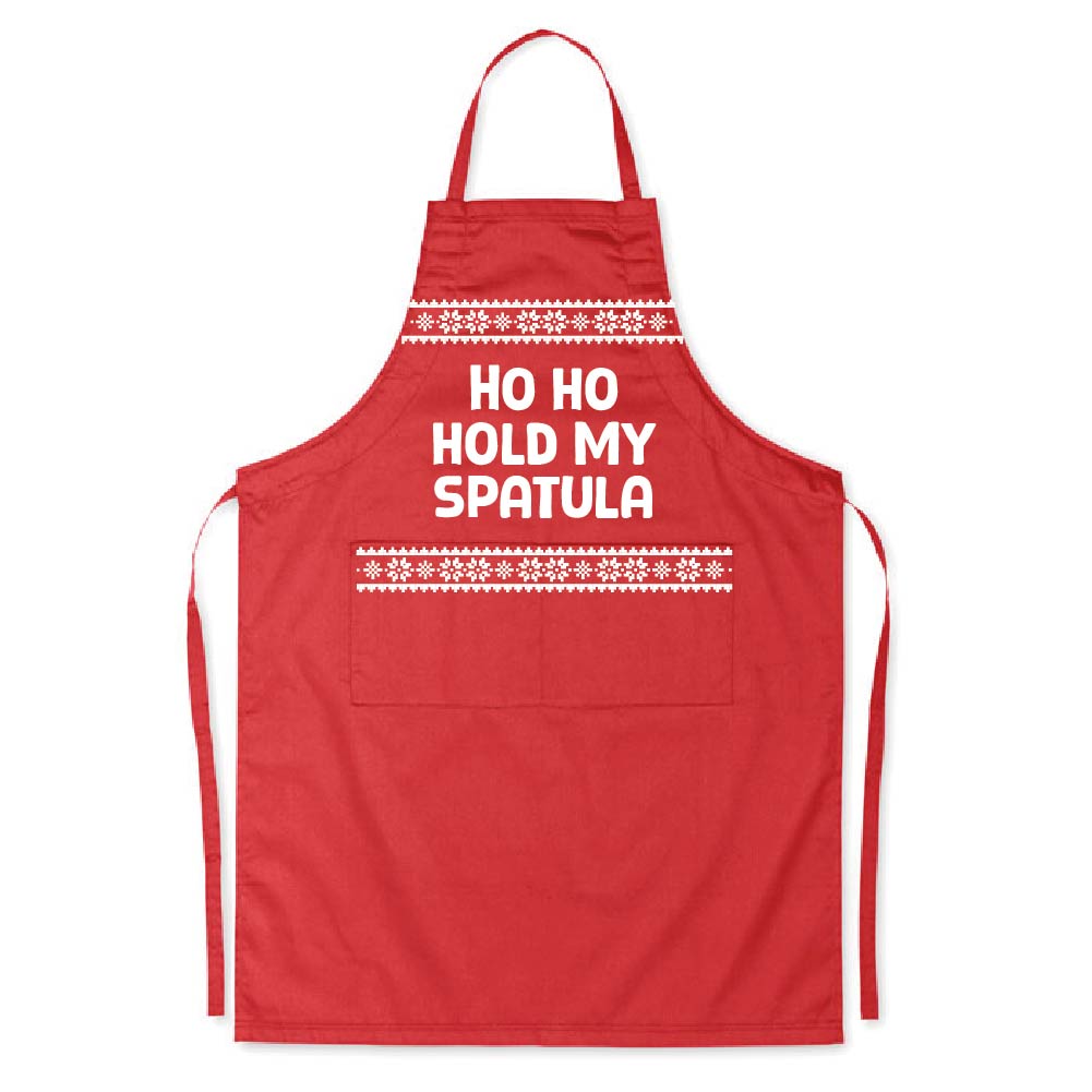 Rood Kerst Schort Ho Ho Hold My Spatula