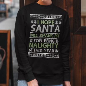 Dames Foute Kerst Trui Zwart I Hope Santa Will Spank me