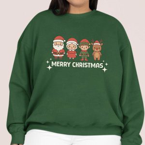 Dames Kerst Trui Groen Merry Christmas Cartoon