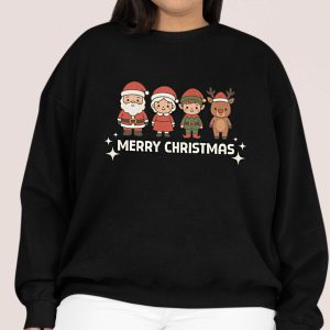 Dames Kerst Trui Zwart Merry Christmas Cartoon