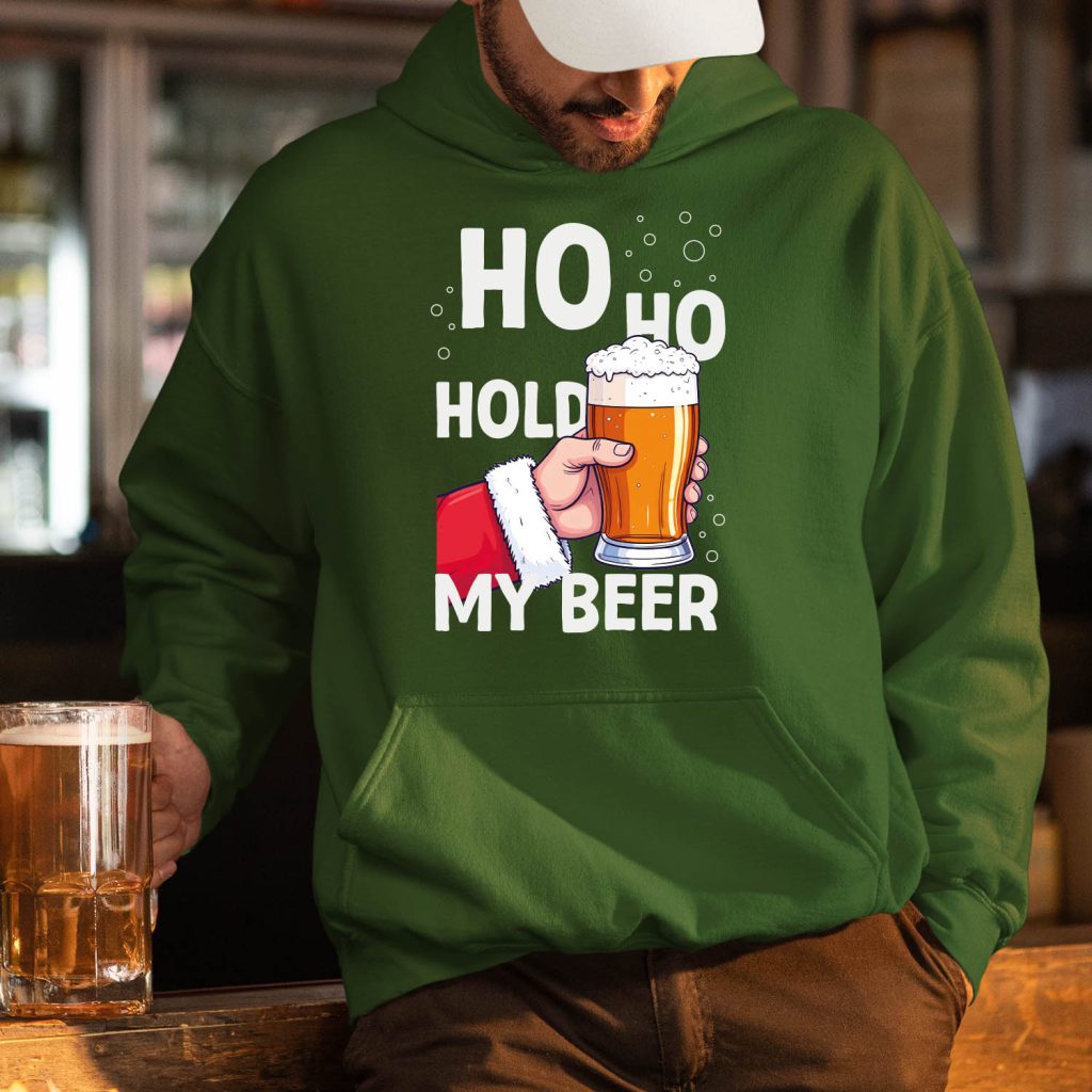 Foute Kerst Hoodie Groen Ho Ho Hold My Beer